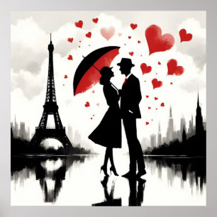 Helgdag-kort för Eiffel Torn Valentines Poster