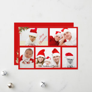 Helgdag-kort för familjeframfoton i God jul Julkort