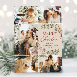 Helgdag-kort för Family Photo Collage God jul Julkort