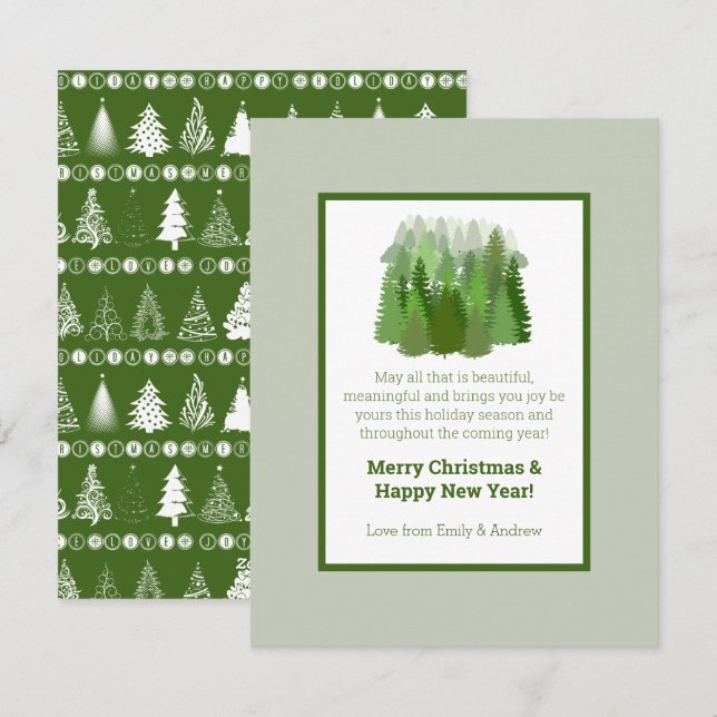 Helgdag-kort för finare Julgran Julkort (Fram/baksida)