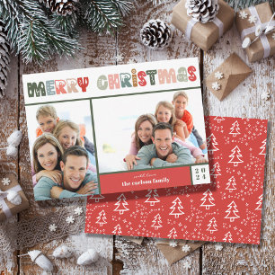 Helgdag-kort för fotokollage i julfamiljen julkort