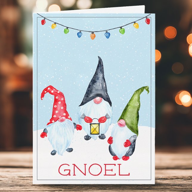 Helgdag-kort för Gnoel-julgranar Helgkort (Silly gnomes Gnoel Christmas Card)