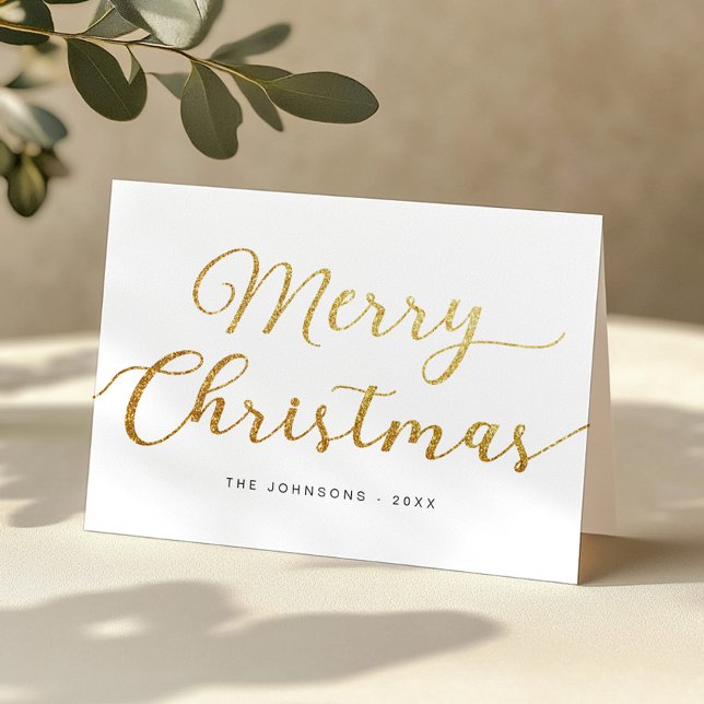 Helgdag-kort för God jul Guld i Glitter Helgkort (Simple Gold Christmas Card)