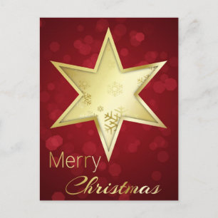 Helgdag-kort för Golden jul Star Red Bokeh Helg Vykort