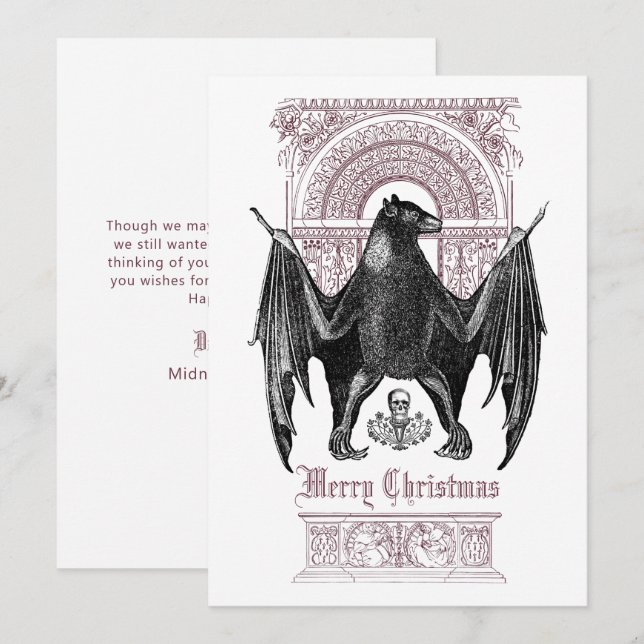 Helgdag-kort för Gothic Fladdermus God jul Julkort (Fram/baksida)