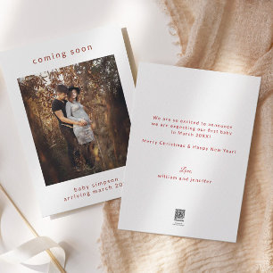 Helgdag-kort för gravid avisering kommer snart julkort