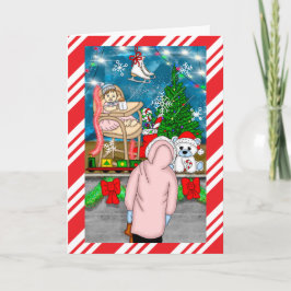 Helgdag-kort för julfönster i hand plockade kort