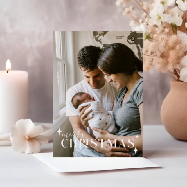 Helgdag-kort för julfoto i baby inbjudningar (Skapare uppladdad)
