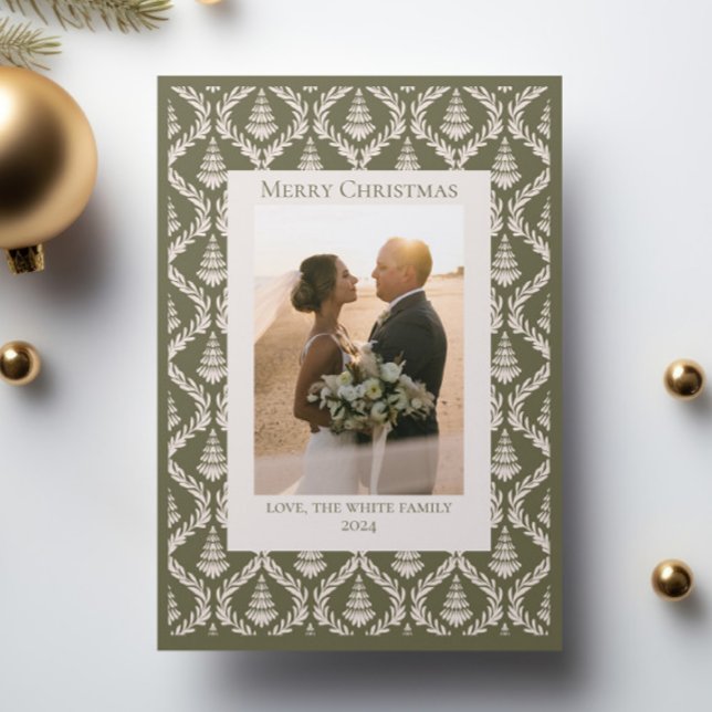 Helgdag-kort för julgran Mönster med foto Tack Kort (Skapare uppladdad)