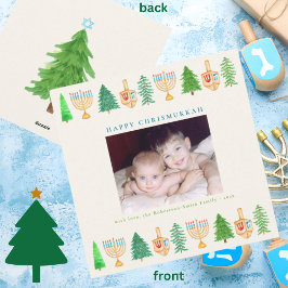 Helgdag-kort för jultomten Hanukah Chrismukah Squa Julkort