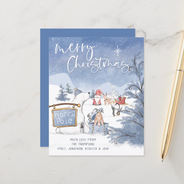 HELGDAG-kort för jultomten Snö (Fram/Back In Situ)