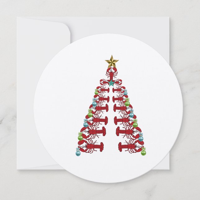 Helgdag-kort för Lobster träd jul Julkort (Framsida)