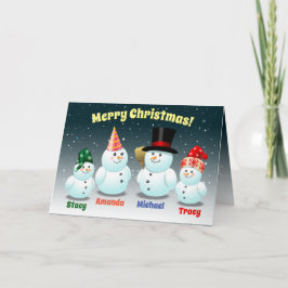 Helgdag-kort för Lycklig-familjen för Snögubbar Helgkort