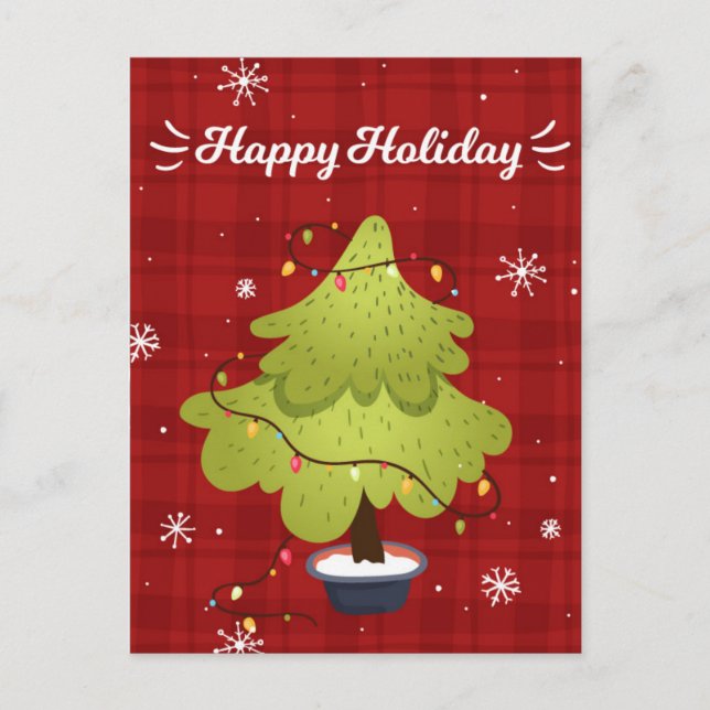 Helgdag-kort för Lycklig Helgdag Julgran Helg Vykort (Framsida)