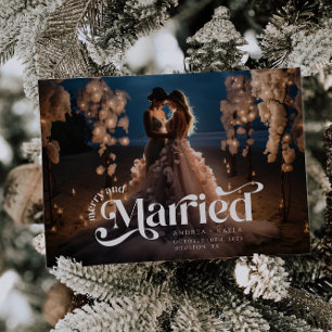 Helgdag-kort för Merry och Married Retro Swirl Brö Julkort