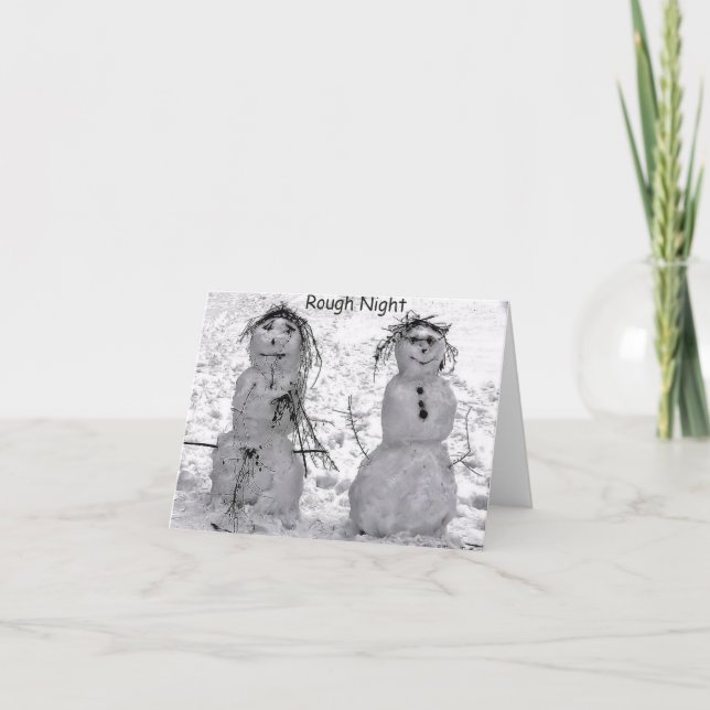 Helgdag-kort för rå natt Snögubbe Helgkort (Framsida)