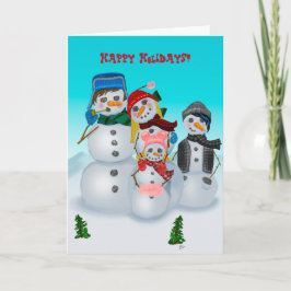 Helgdag-kort för Snö-familjen Kort