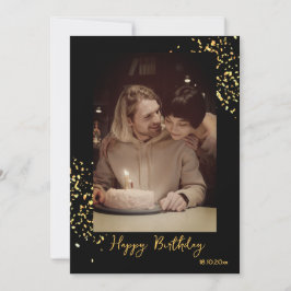 Helgdag-kort för svartguld-födelsedagsfoto för anp julkort