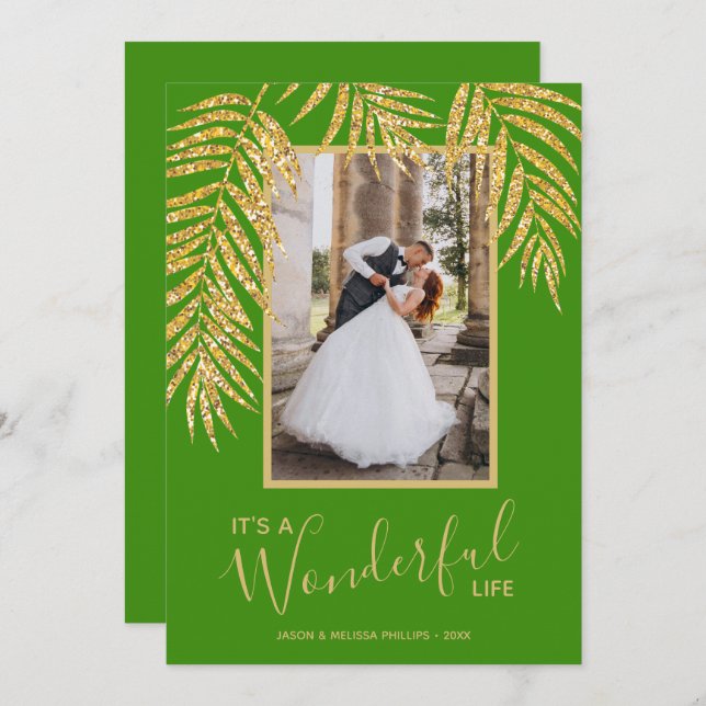 Helgdag-kort för tropisk jul i handflatan julkort (Fram/baksida)