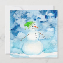 Helgdag-kort för vattenfärg Snögubbe