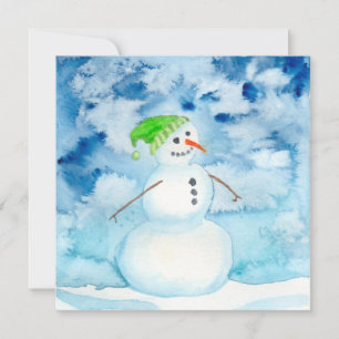 Helgdag-kort för vattenfärg Snögubbe Anteckningskort