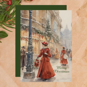 Helgdag-kort för vattenfärg Victorian God jul Julkort