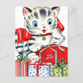 Helgdag-kort för vintage Retro Kattunge Vykort
