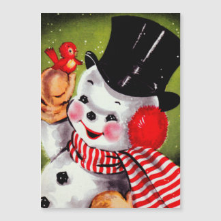 Helgdag-kort för Vintagen Lycklig Snögubbe