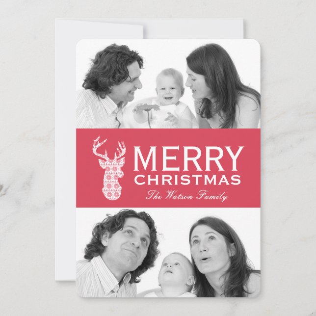 Helgdag-kort för vinterrenar i Sticka Julkort (Framsida)