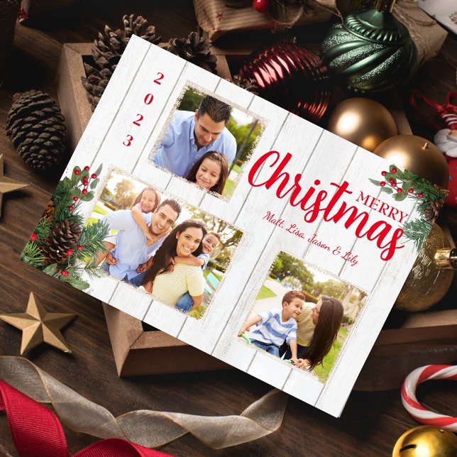 Helgdag-kortet Pinecone och Holly God jul Julkort (Skapare uppladdad)