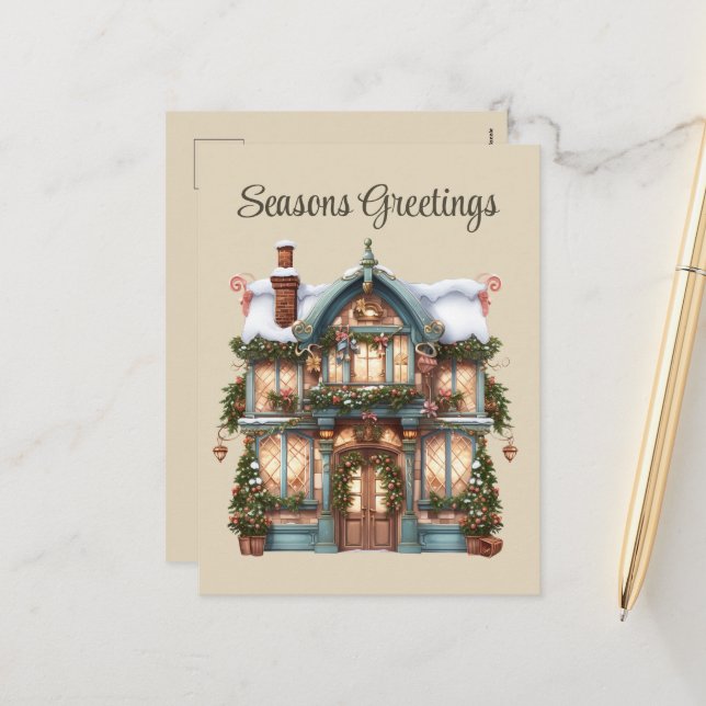 Helgdag läggs till som slutmål för julfärgsbutik helg vykort (Fram/Back In Situ)