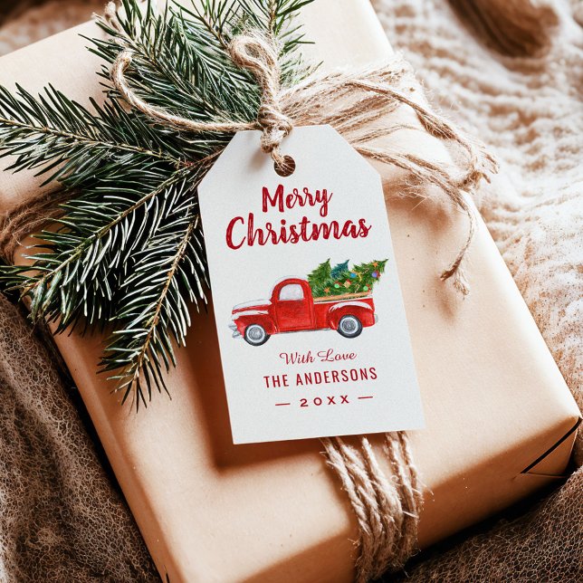 Helgdag Lastbil God jul Presentetikett (Skapare uppladdad)