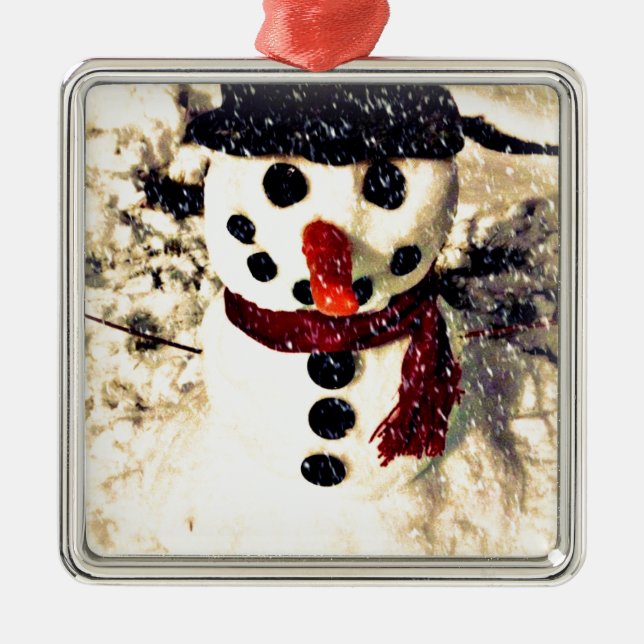 Helgdag Låt det snöa Adsible Snögubbe Julgransprydnad Metall (Framsidan)