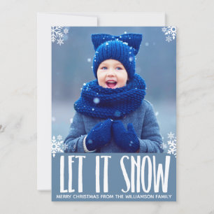 Helgdag Låt det snöa Blue Snowflake-julfoto Julkort