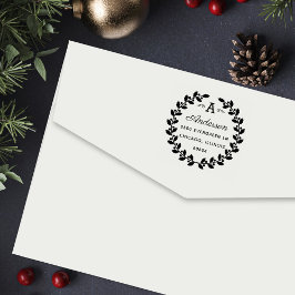 Helgdag Laurel Elegant Monogram Returadress Självfärgande Stämpel