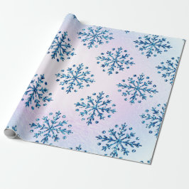 Helgdag LG Ice Blu Snöflingor Iridescent Faux Foil Presentpapper