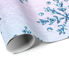 Helgdag LG Ice Blu Snöflingor Iridescent Faux Foil Presentpapper