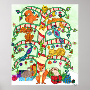 Helgdag Livets träd folkart Poster