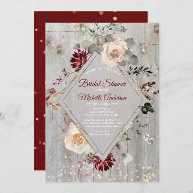 Helgdag Ljus Mason Burk Blommigt Möhippa  Inbjudningar (Fram/baksida)