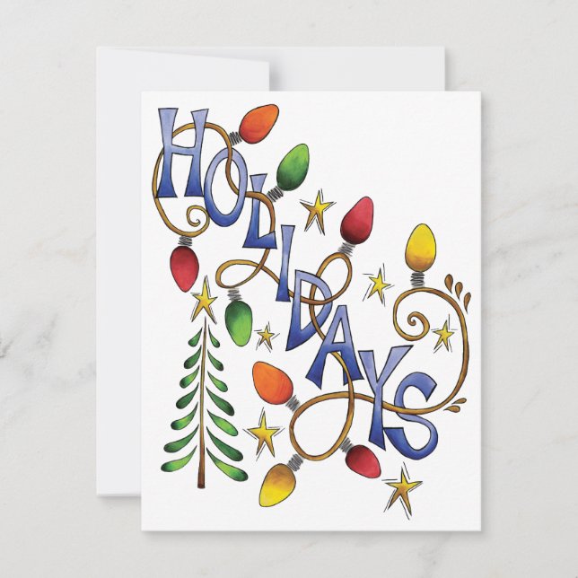 Helgdag Ljus Stars-inbjudan till julfest Inbjudningar (Framsida)