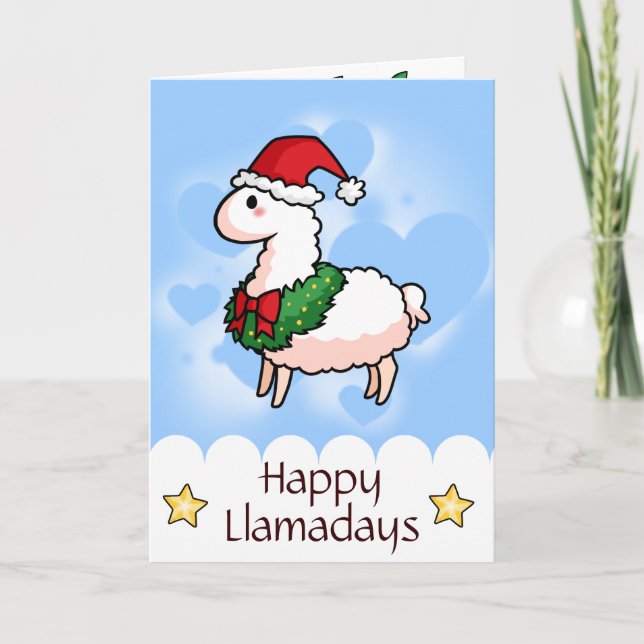 Helgdag Llama Elf Helgkort (Framsida)