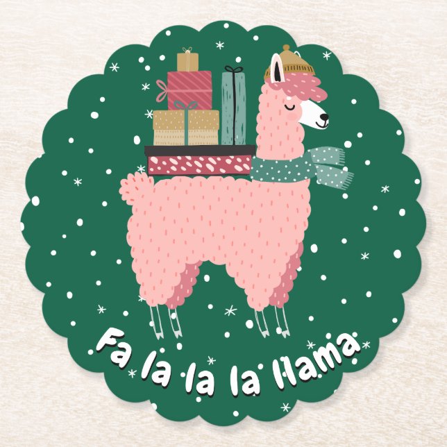 Helgdag Llama Underlägg - Fa la la la llama Papper (Framsida)