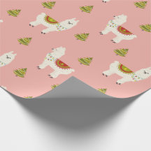 Helgdag llamas Julgranar rosa Wrapping Papper