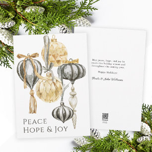 Helgdag Luxury Guld och Pewter Metallic Ornaments Julkort