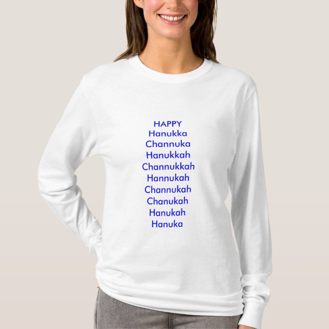Helgdag lycklig, humor, hanukka, chanuka, tee shirt (Framsida)