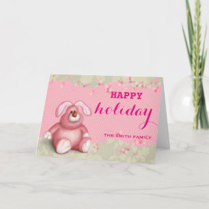 Helgdag Lycklig Rosa Kids Teddy jul Helgkort