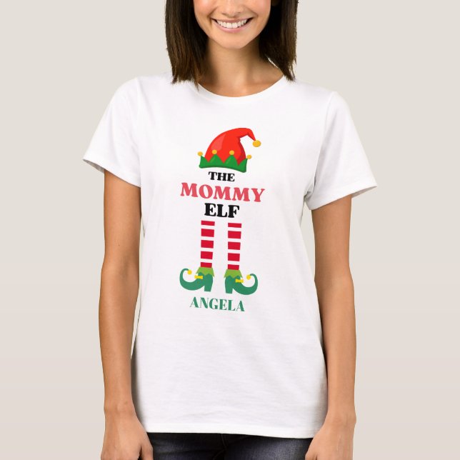 Helgdag Mamma Elf T Shirt (Framsida)