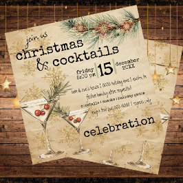 Helgdag Martinis Rustic Gräs och Snöflingor Party Inbjudningar