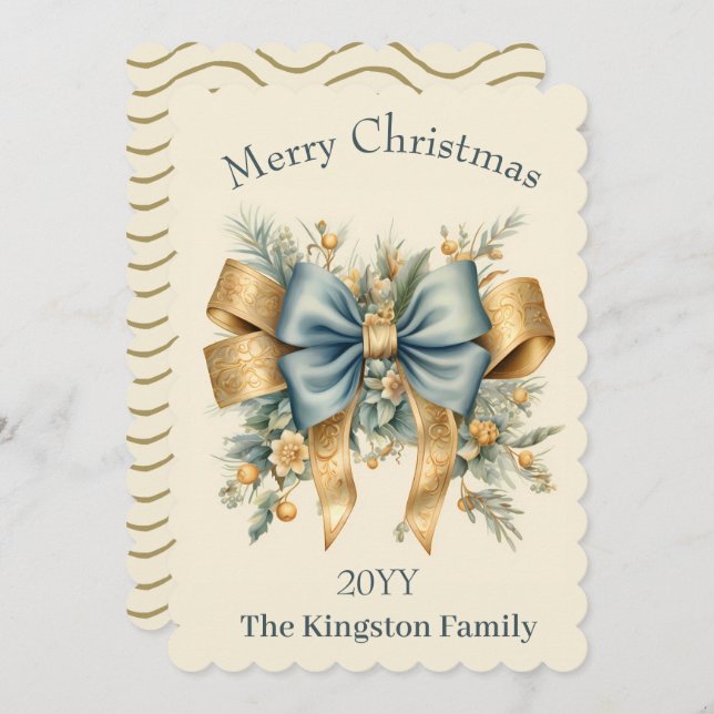 Helgdag med Bow God jul Card Julkort (Fram/baksida)