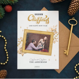 Helgdag med Guld-ljusfoto, minimislyst Inbjudningar